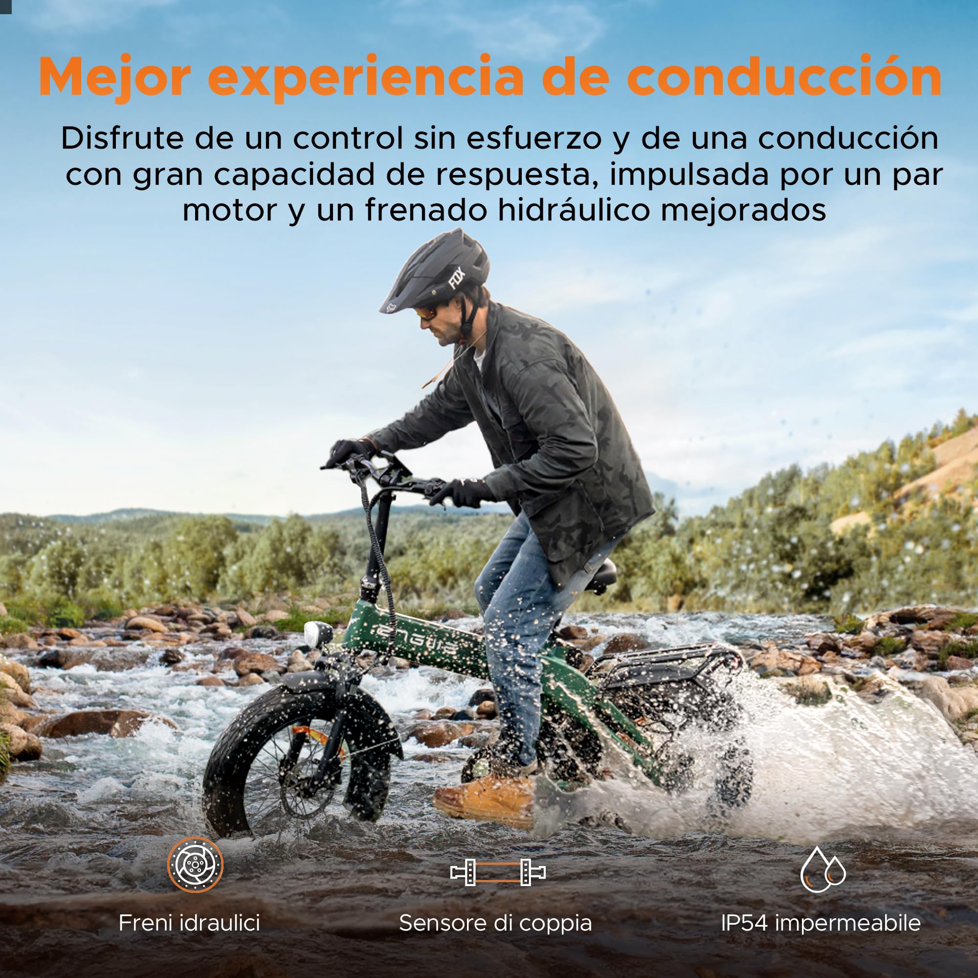 ENGWE Bike Bicicleta Plegable, Batería De 48 Vy 13,5Ah con hasta 120km De Autonomía, Sensor De Par Y Diseño Plegable con Frenos Hidráulicos Y Aplicación para Todo Terreno, EP-2 3.0 Boost