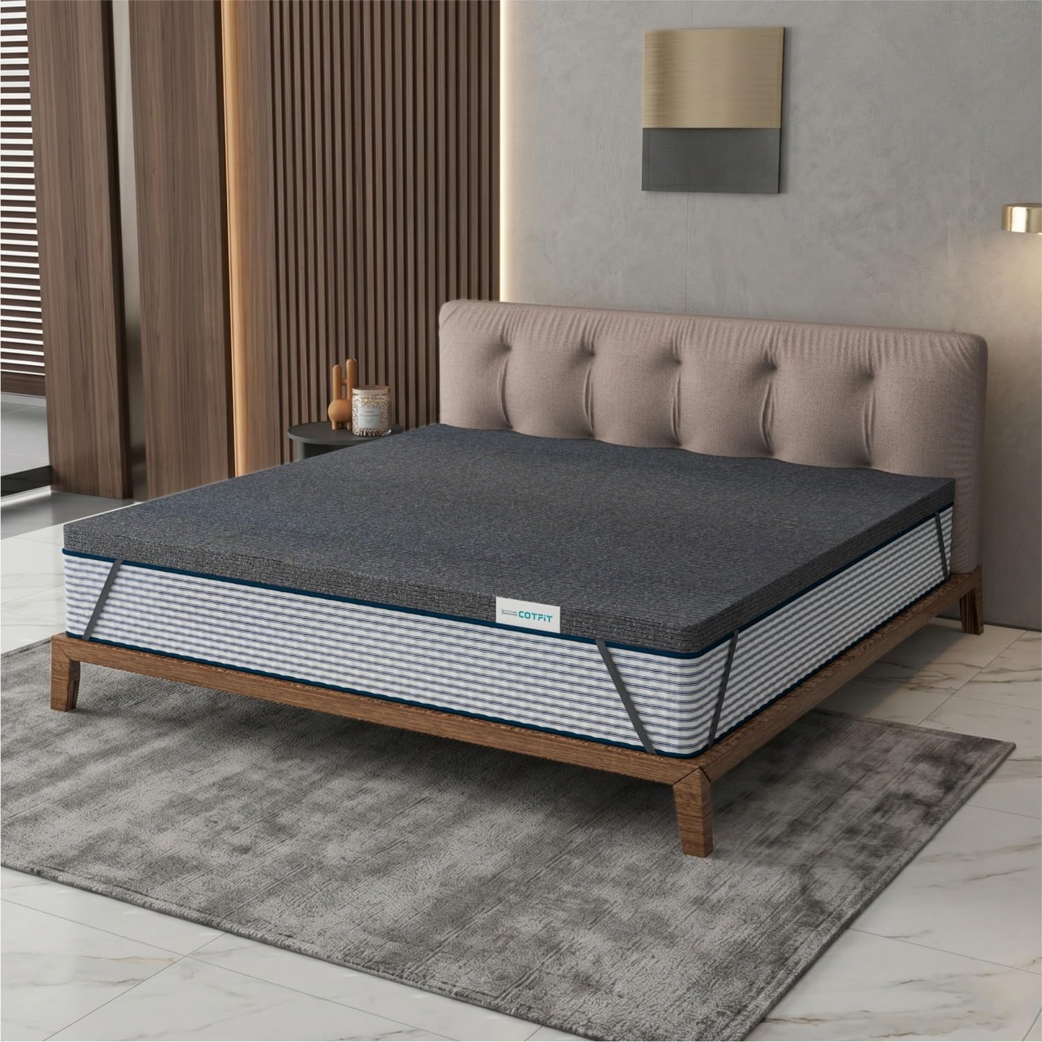 Mattress Topper with Standard Cover | for Back Pain & Neck Pain | Soft & Supportive | Supersoft Knitted Fabrics (72" x 48", 1 inch)-image-48