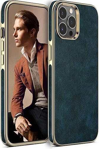 LOHASIC Funda de cuero para iPhone 13 Pro Max, delgada, de lujo, de poliuretano antideslizante, a prueba de golpes, de cuerpo completo, funda