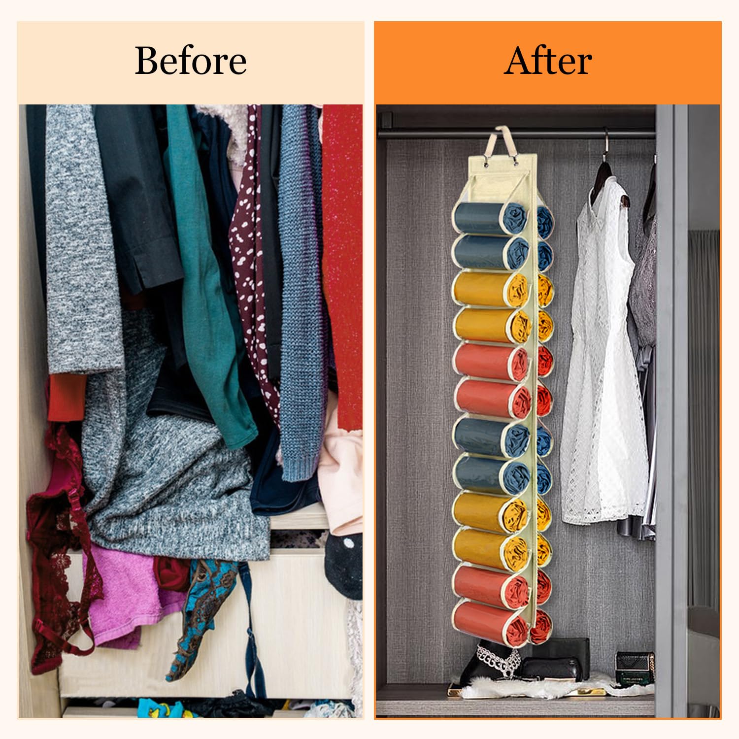 Lirex Hanging Yoga Legging Storage Organizer with 24 Pockets - Image 4
