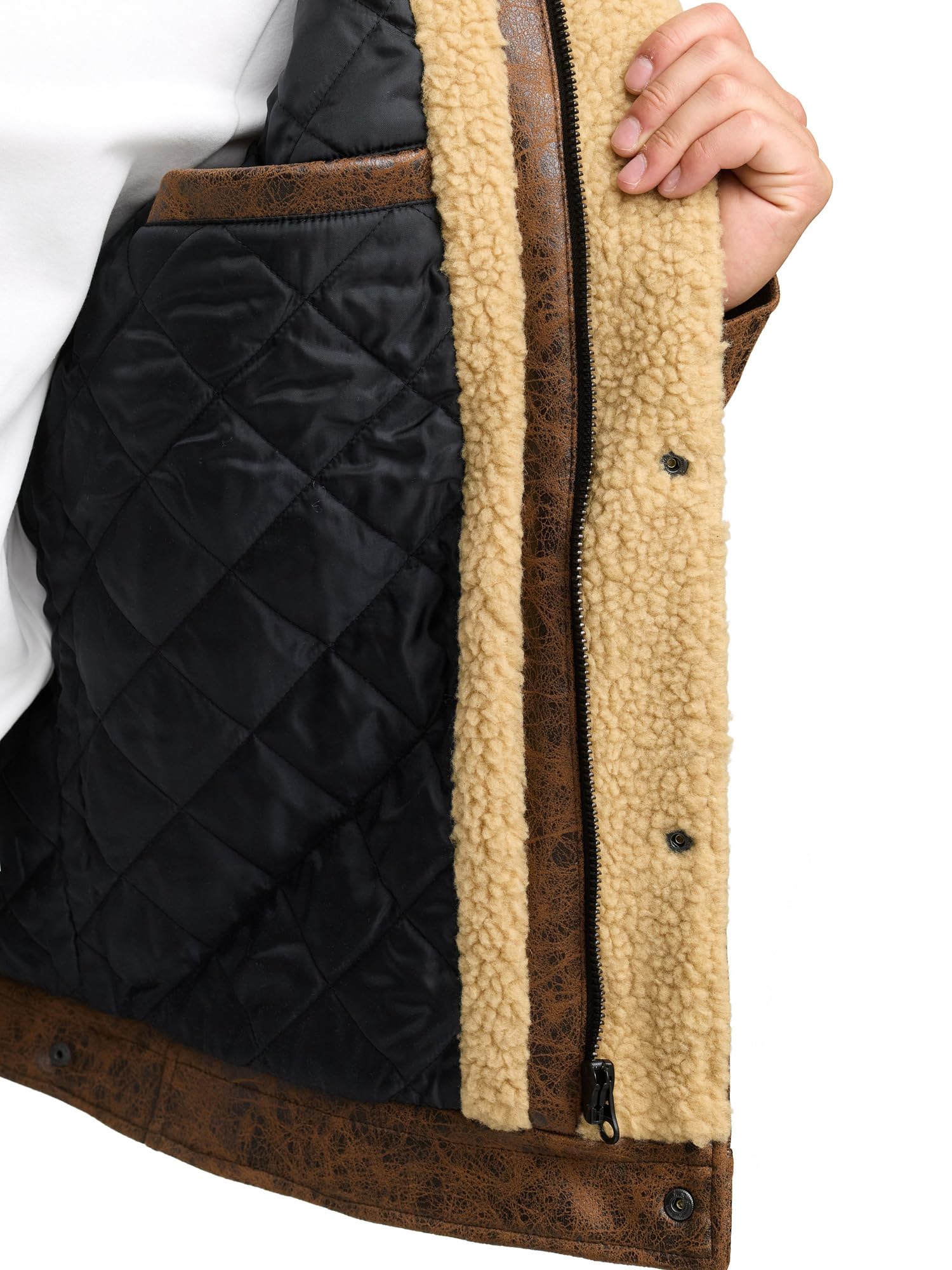 Indicode Chaqueta de piel sintética para hombre INVados con cuello de peluche, chaqueta de invierno para hombre