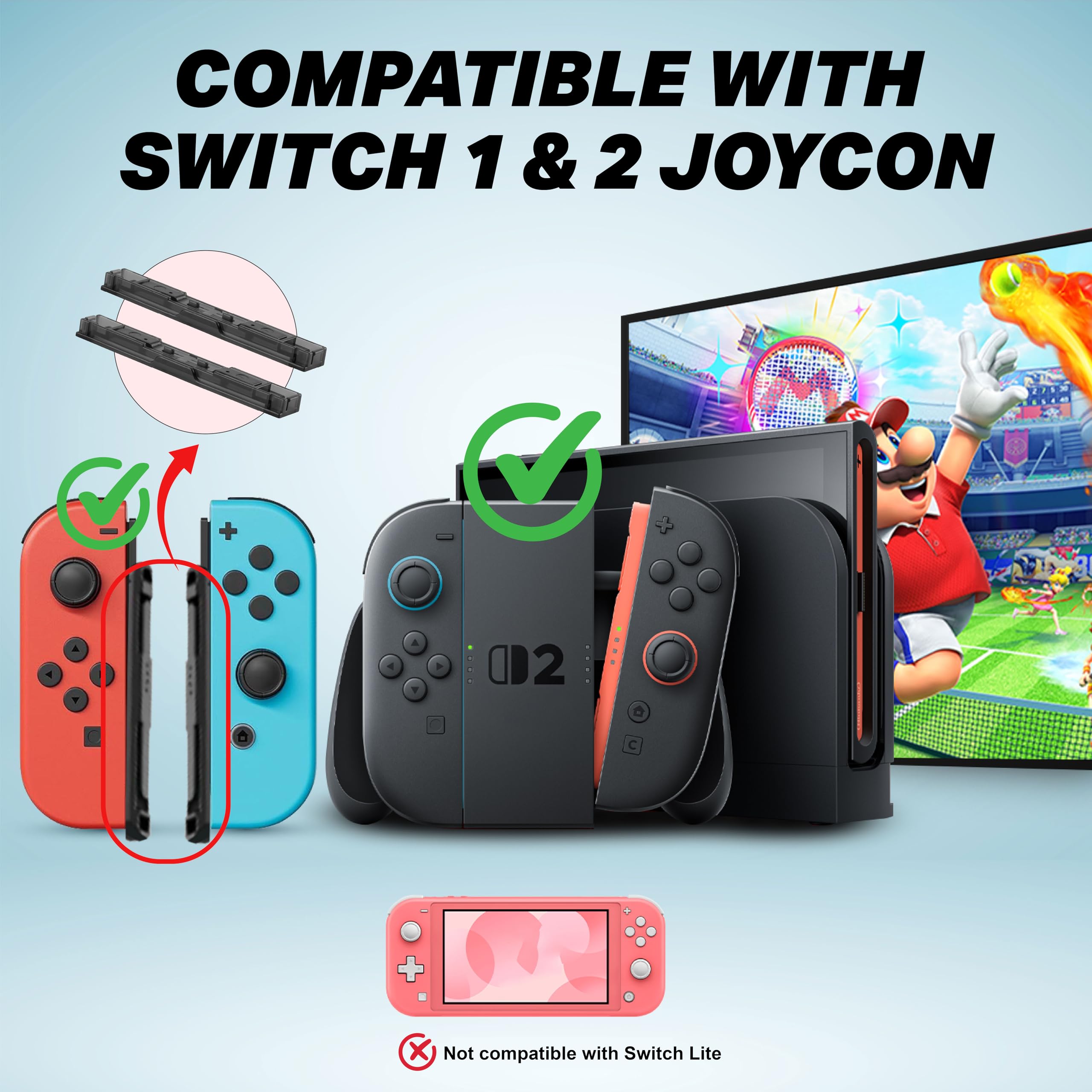 NiTHO Set Accessori Sport per Controller Compatibile con Switch 2, Bundle Giochi Sport con Volanti, Racchette, Spade e Pistole, Compatibile con Switch / OLED