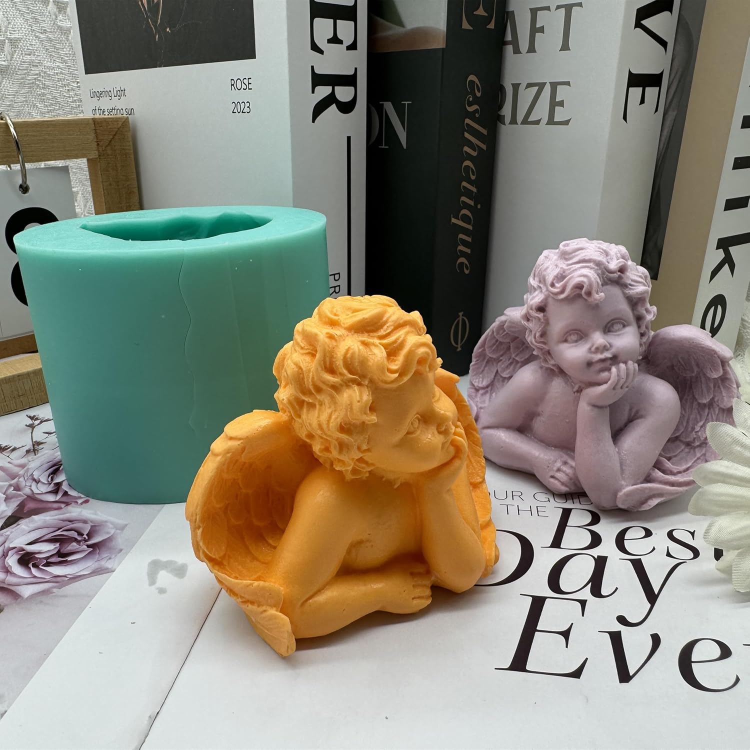Silicone Angel Candle Molds - 3D Angel Boy Wing Molds for Candle Making, Wax Melts, Aromatherapy & Decoration - 8x7x10cm (GM-C-800)