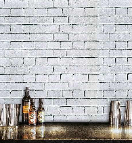 Miniatura 8 de H9217 - Papel tapiz rectangular para despegar y pegar, papel tapiz de ladrillo de 17.7 pulgadas x 9.8 pies, azulejos autoadhesivos de metro, papel