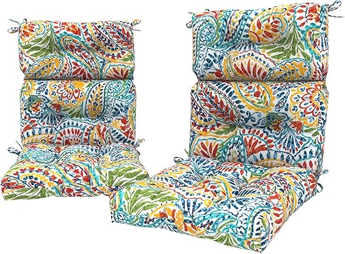 LVTXIII Paquete de 2 cojines de respaldo alto para exteriores, 22 pulgadas de ancho x 20 pulgadas de profundidad, cojines de asiento y respaldo