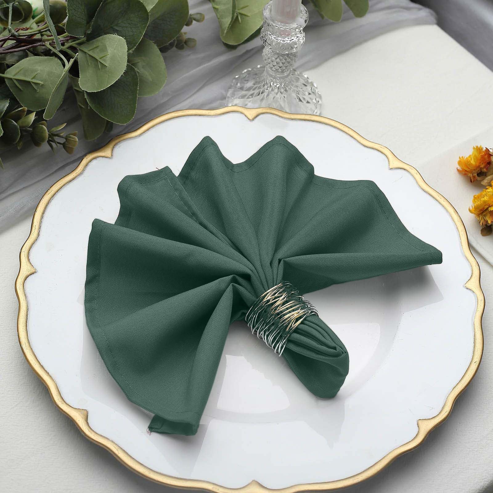 50 pcs 17-Inch Hunter Green Polyester Luncheon Napkins - for Wedding Party Reception Events Restaurant Kitchen Home