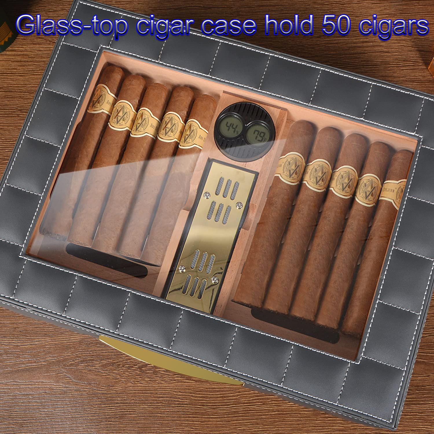 CIGAROL Humidor Glasstop Cigar Case for Cohiba Cigar Large Cigar Box