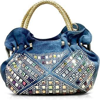 Denim Tote Bag, Soft Shoulder Bag, Handbag for Women Vacation, Travel, Daily MatchingStyle 424