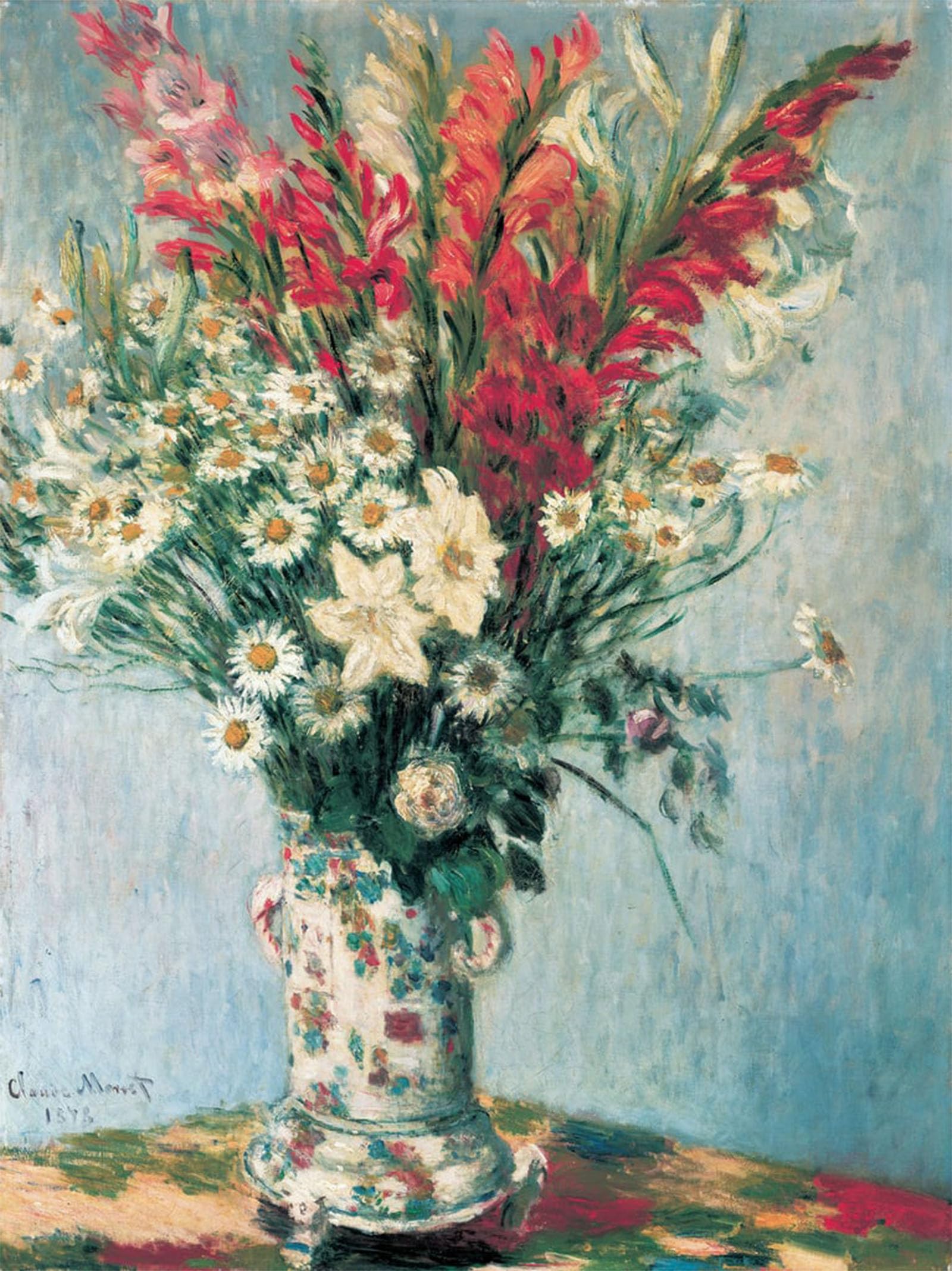 Artxlxxbn No Frame Famous Painting Art Wall Decor Abstract Art Picture Vase Of Flowers By Claude Monet Animal Pictures For Home Decor 60X90cm
