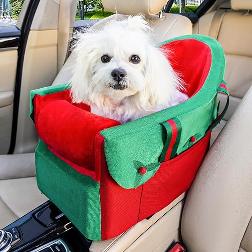 HIFUAR Asiento elevador de auto para mascotas, reposabrazos para perros pequeños, asiento elevador para automóvil, consola media, asiento de auto