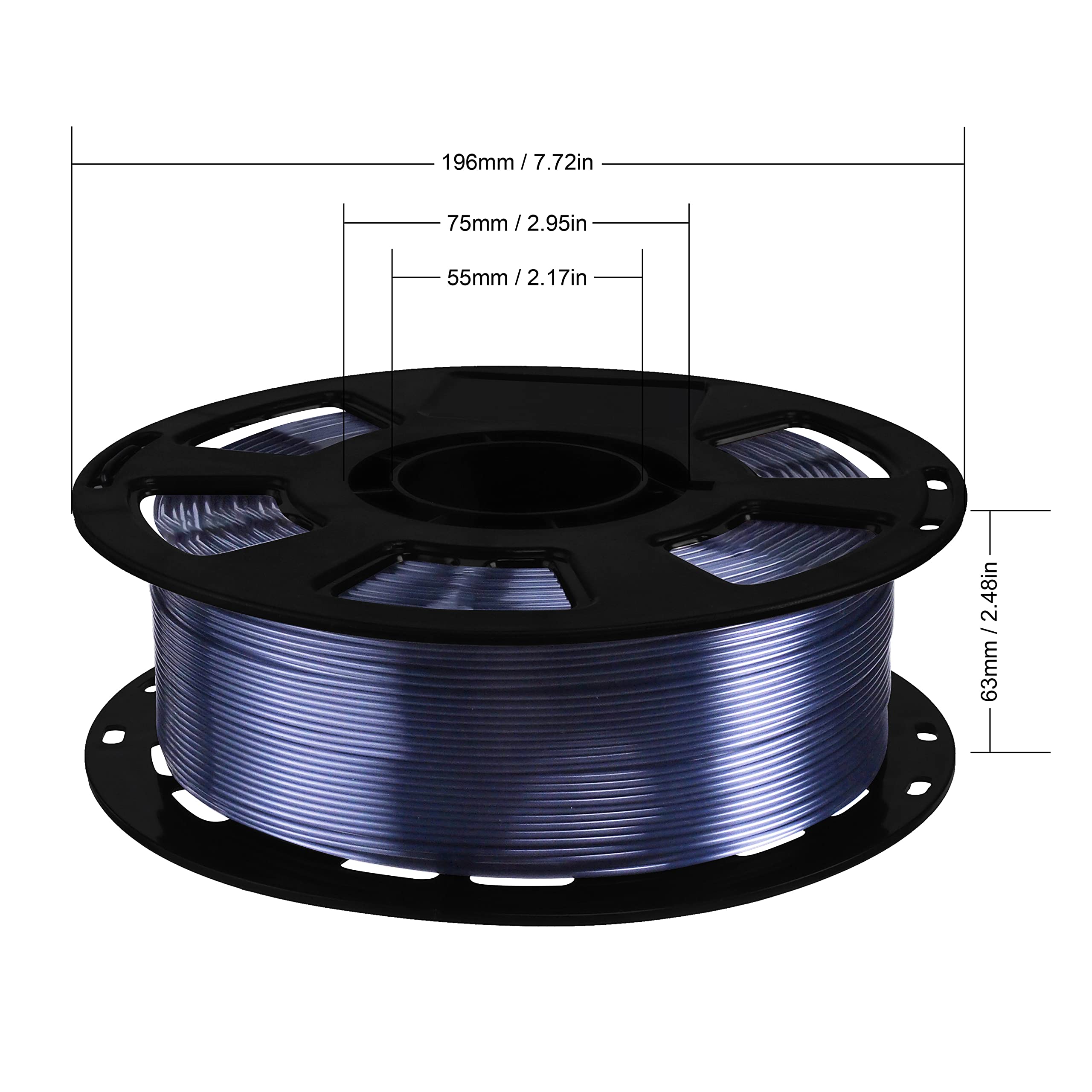 1,75 mm jedwabny perłowy błyszczący czarny filament PLA, 1 kg 1 kg materiał do druku 3D, szerokie wsparcie dla drukarki 3D FDM, opakowanie z dodatkową naklejką, prezent od BBLIFE