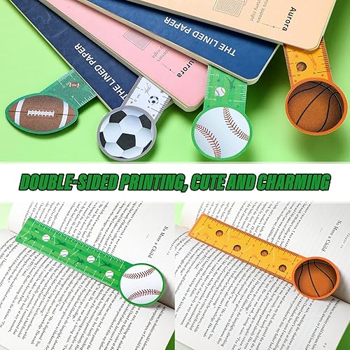 Miniatura 4 de Teling 48 marcapáginas deportivas, reglas de lectura con temática deportiva a granel, regalo de fiesta de cumpleaños, regalo para niños,