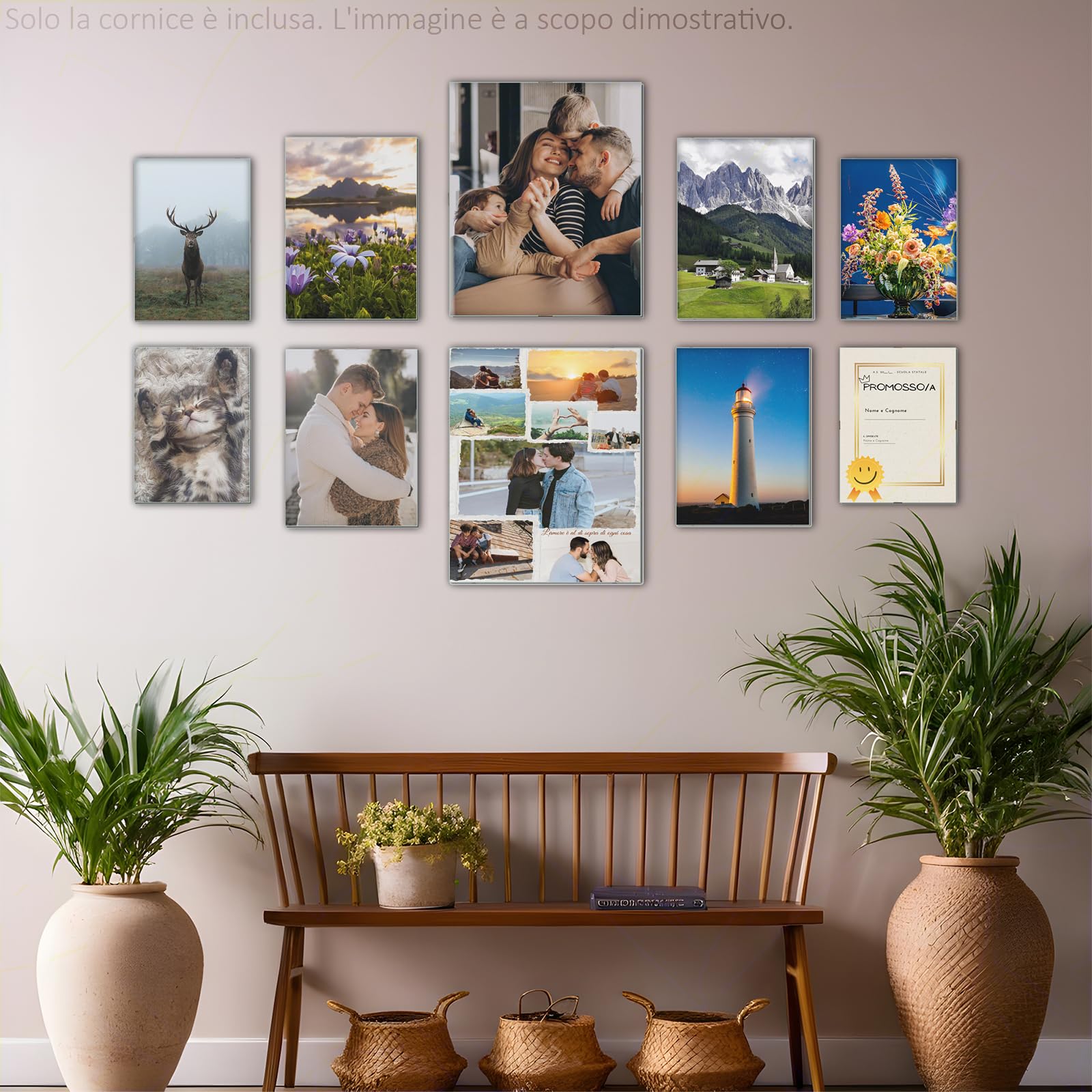 Sicignano Bilderrahmen, A4, 21 x 29,7 cm, mit Crilex-Glas, für Fotos, Drucke, Poster und Zertifikate, für Diplome und wichtige Dokumente, ideal für Büros, Studien und Schulen