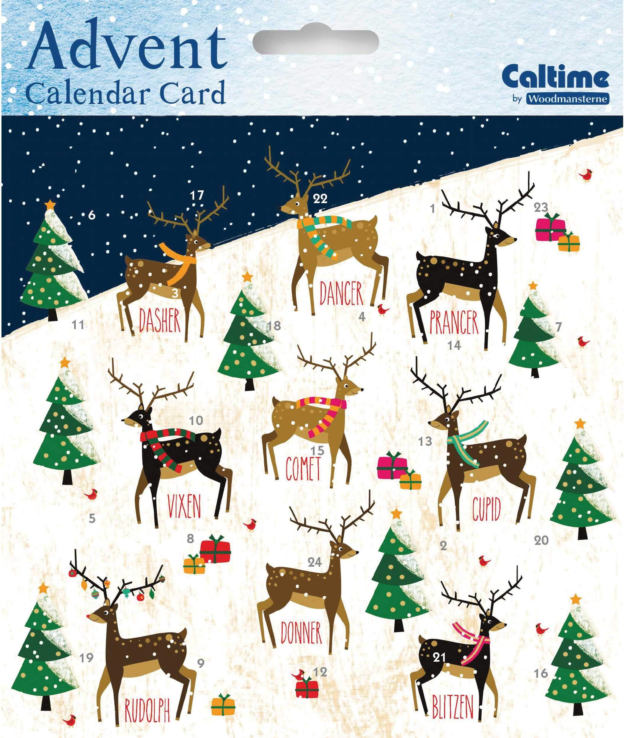 Mini Advent Calendar Card (WDM4386) Reindeer - Santa's Reindeer by Caltime