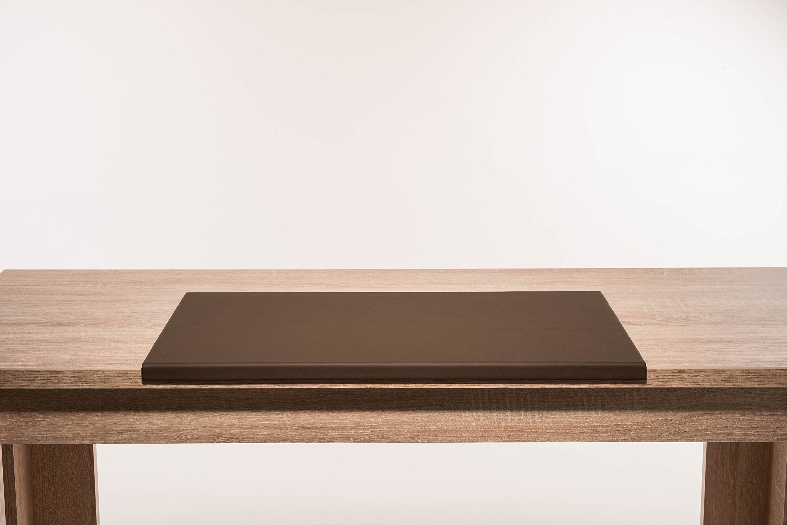 Schreibtischunterlage Schreibunterlage Leder Kantenschutz: 58x39 cm Echtleder abgewinkelt Auflage braun rutschfest für Büro UBO580390