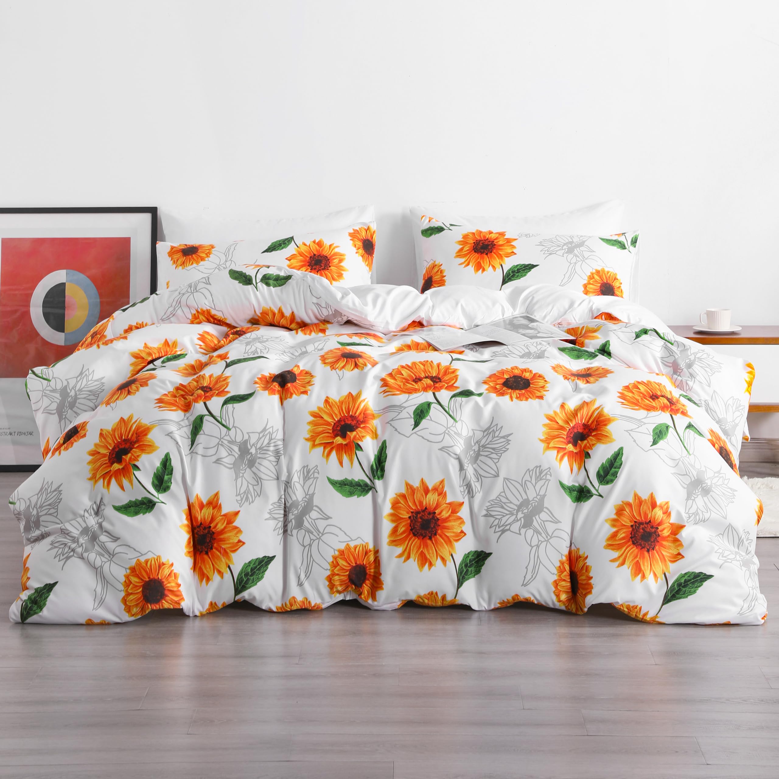 Parure de lit ultra douce en microfibre blanche avec fermeture éclair pratique pour grand lit