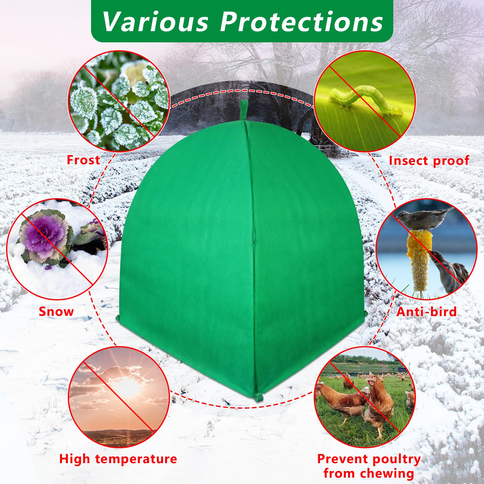 Paquete de 2 cubiertas de invierno para plantas, protección contra congelación, cubiertas de arbustos para protección contra heladas de invierno para plantas en invierno, tienda de campaña cálida para