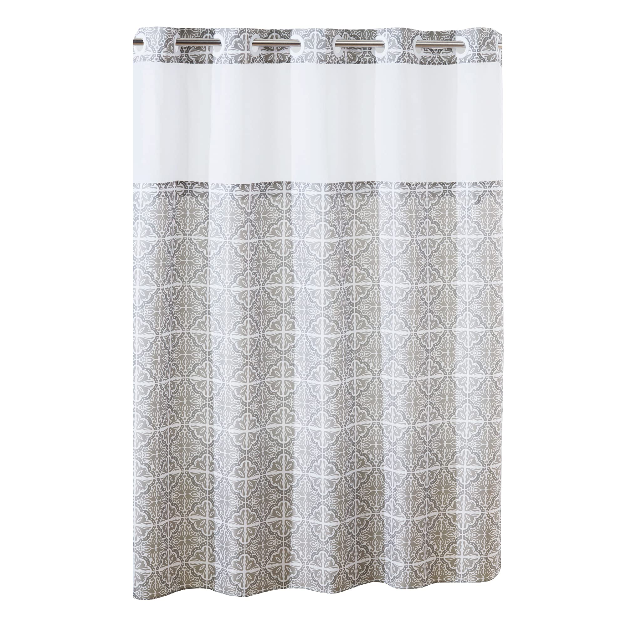 Hookless Missioi Shower Curtain with Peva Liner, 71 X 74, Grey