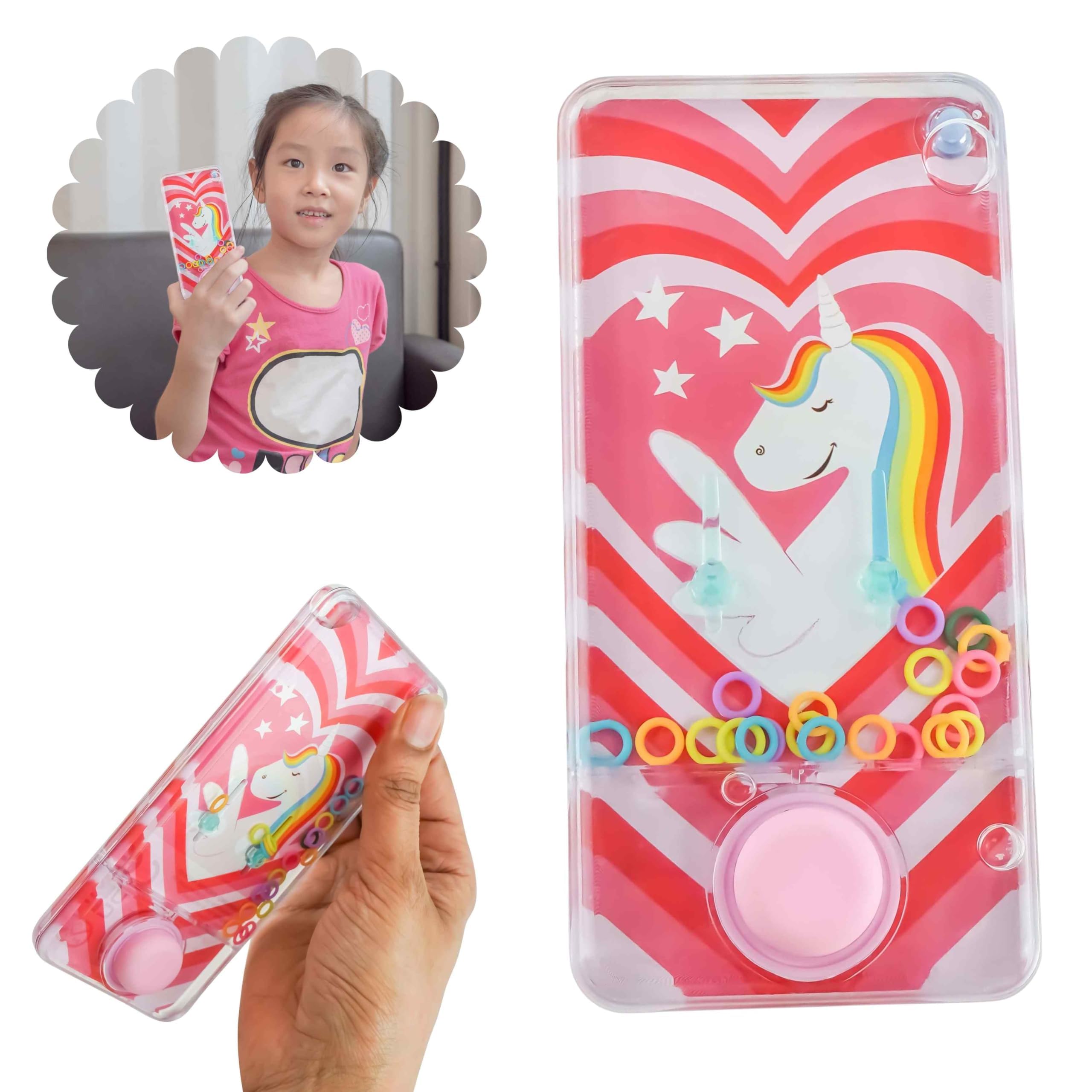 Unicorn Heart Water Ring Toss Game,14cm Handheld Aqua Toy for Kids, Stress Relief & Party Favour Fun for Girls, Stocking Filler