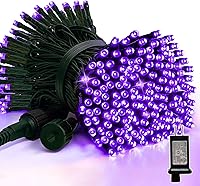 Vista 21 de LAMPHOME - Cadena de luces decorativas navideñas de 33 pies, 100 luces LED de alambre verde, luces de hadas estrelladas enchufables, 16 modos