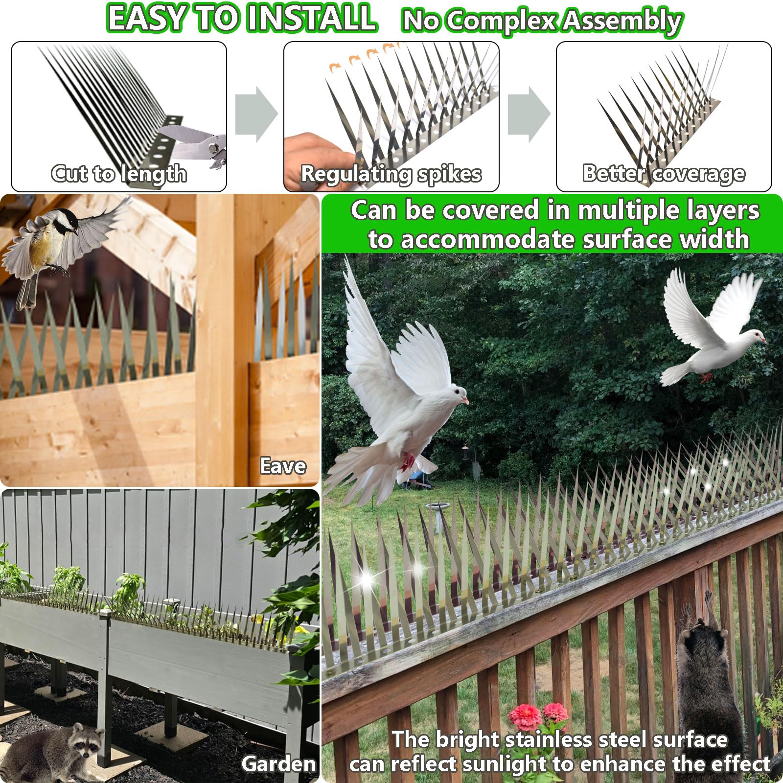 Picos para pájaros, pinchos de ardilla al aire libre, poste de comedero para pájaros, deflector de ardillas, evita que las ardillas, mapaches y roedores trepen (80 pulgadas)