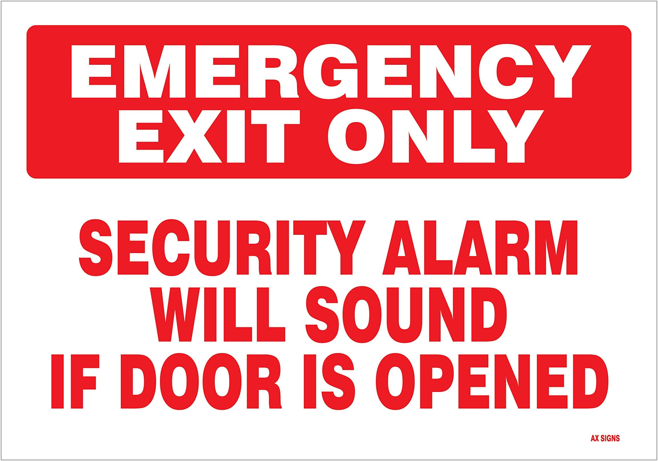 AX Signs(2 Pack) Emergency Exit Only Self Adhesive 7 X 10" 4 Mil Vinyl Decal - Indoor & Outdoor Use - UV Protected & Waterproof - Sleek