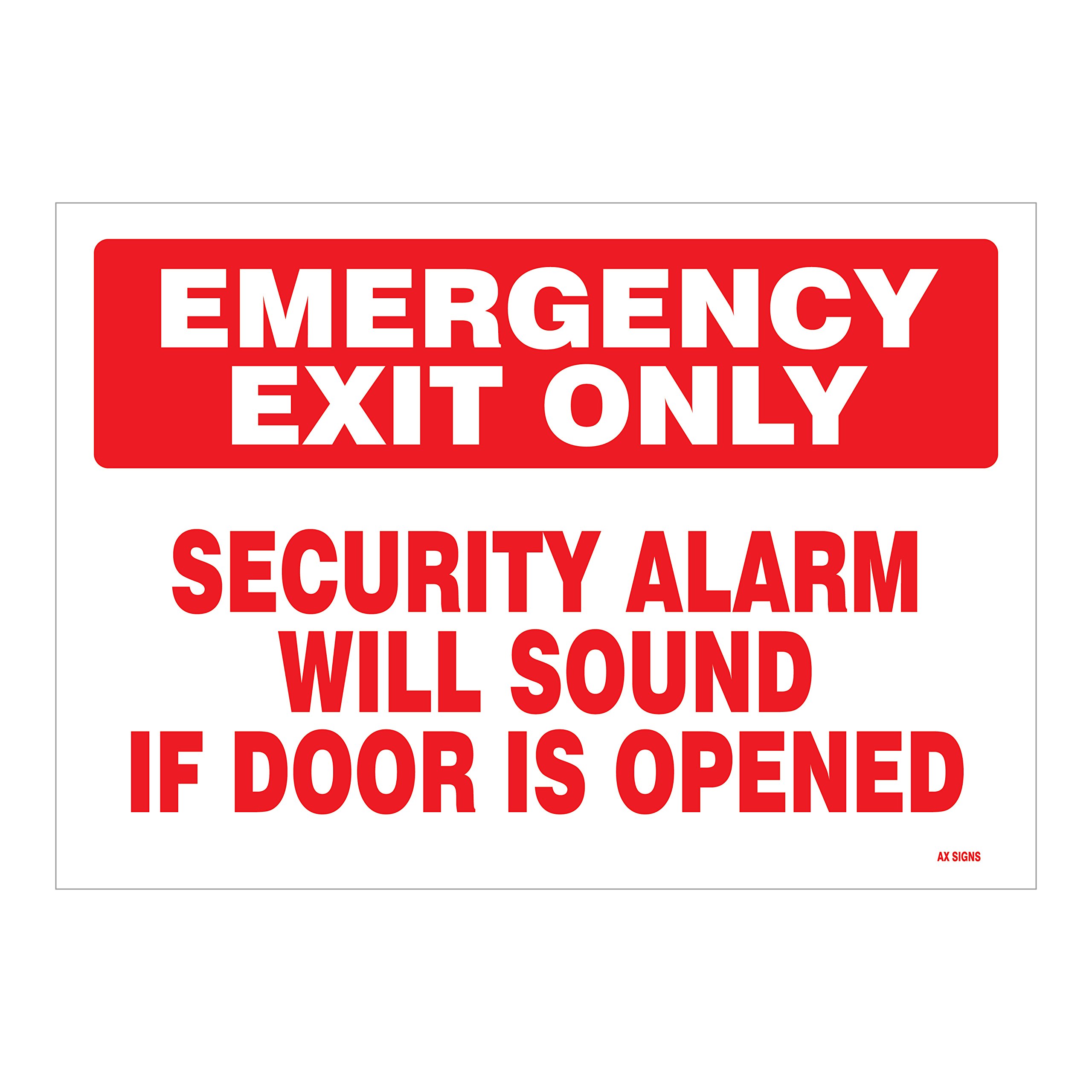 AX Signs(2 Pack) Emergency Exit Only Self Adhesive 7 X 10" 4 Mil Vinyl Decal - Indoor & Outdoor Use - UV Protected & Waterproof - Sleek