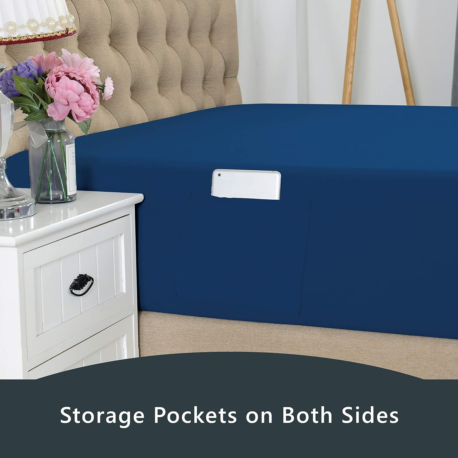 Elegant Comfort Premium Hotel Quality Extra Deep Pocket 18" - 21" Single Fitted Sheet for High Mattress, Luxury & Softest 1500 Thread Count Egyptian Quality Smart Pocket, King, Navy Blue