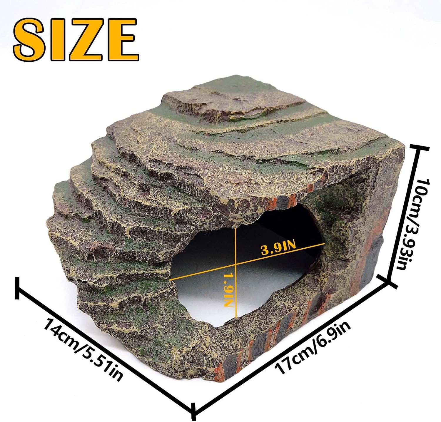 kathson Small Turtles Basking Platform,Resin Reptile Hideouts Cave Habitat Decor,Tortoise Hide Cave with Climbing Ramp Step,Bearded Dragons Hide Basking Rocks Accessories for Lizard,Gecko,Frog image 5