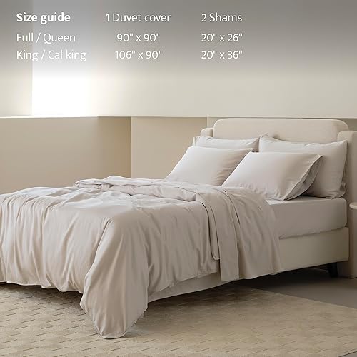 Miniatura 5 de Double Stitch by Bedsure Juego de funda de edredón de algodón Tencel, funda de edredón de lujo, suave, texturizada, eucalipto lyocell, perfecto para