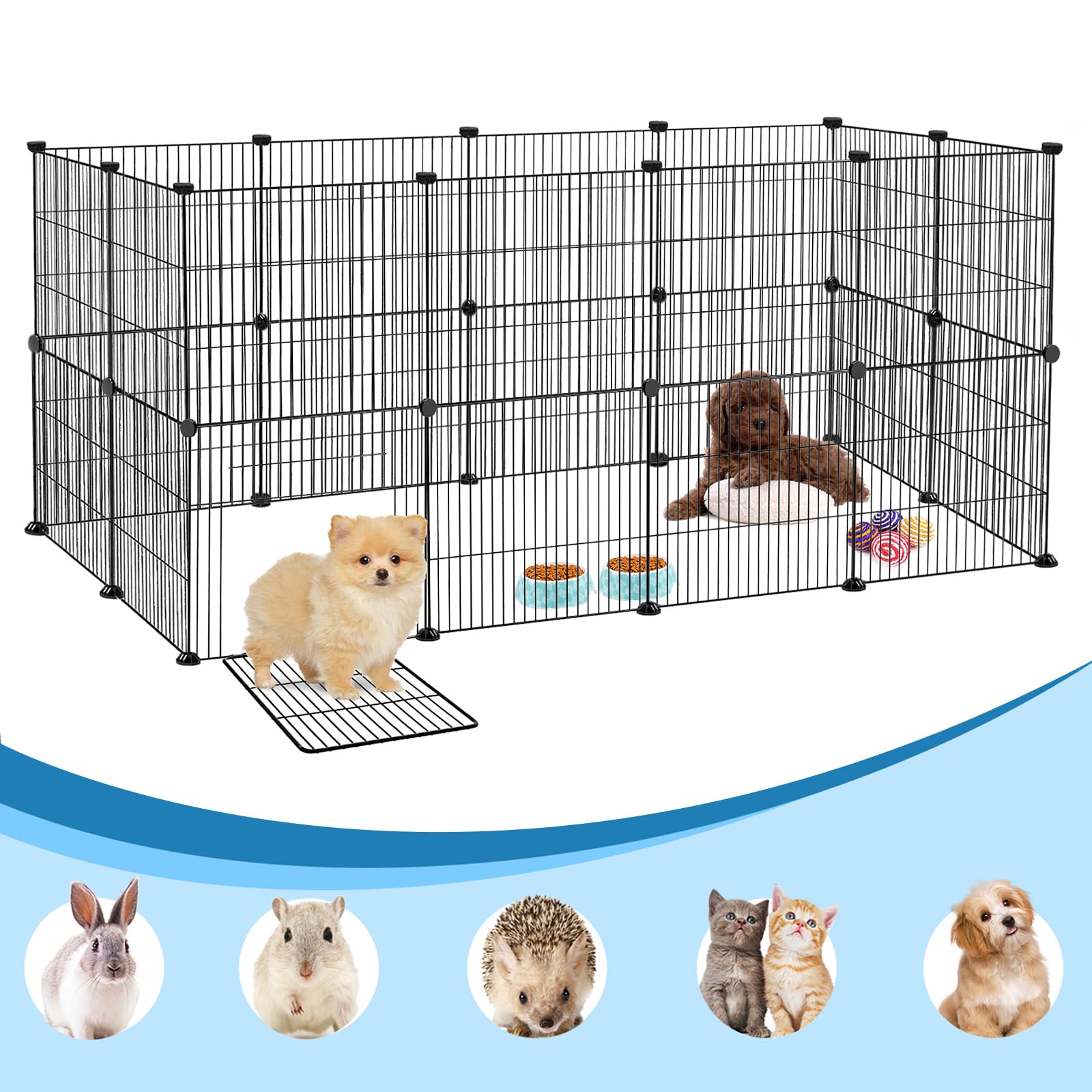 Enclos Extérieur en Maille Métallique pour Petits Animaux - Cage pour Cochons d'Inde, Chiots et Lapins - Intérieur et Extérieur