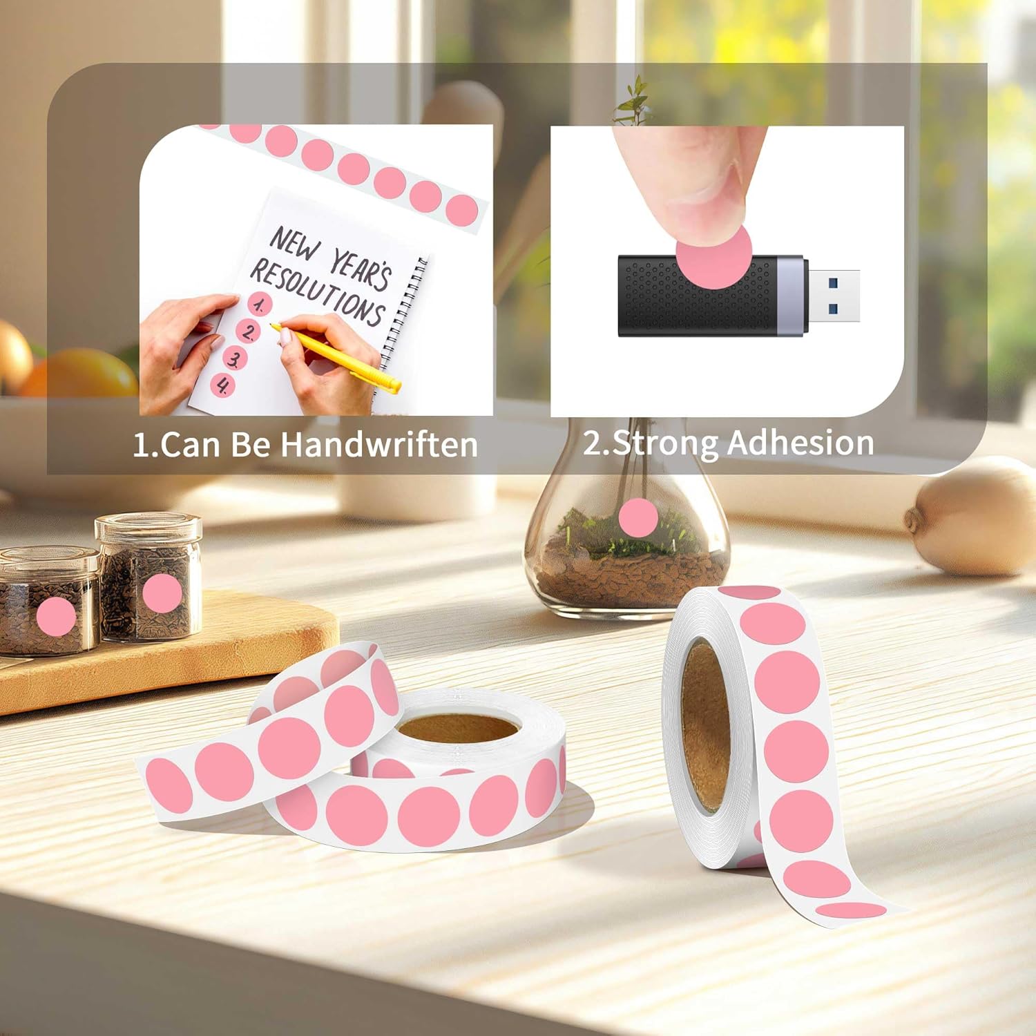 0.75 Inch Multi - Purpose Removable Labels,1000 PCS 3/4" Pink Dots for Classroom, Papers, Market, Price Tags, and Library Book Labels. Non - Printable Round Colored Stickers - Image 3