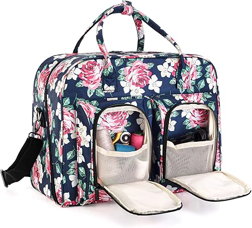 Miniatura 3 de Teamoy Estuche de transporte para máquina de coser, bolsa para máquina de coser con almohadilla inferior de madera para la mayoría de máquinas de