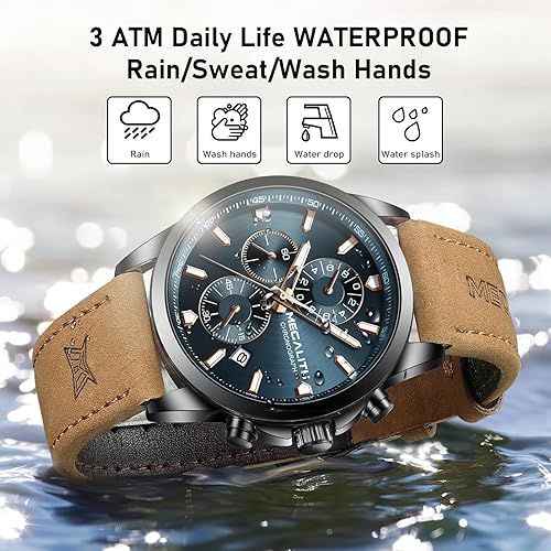 Miniatura 7 de MEGALITH Wrist Watches for Men Luxury Dress Silver Stainless Steel Chronograph Watch Waterproof - Gift for Husband Father at Birthday Anniversary