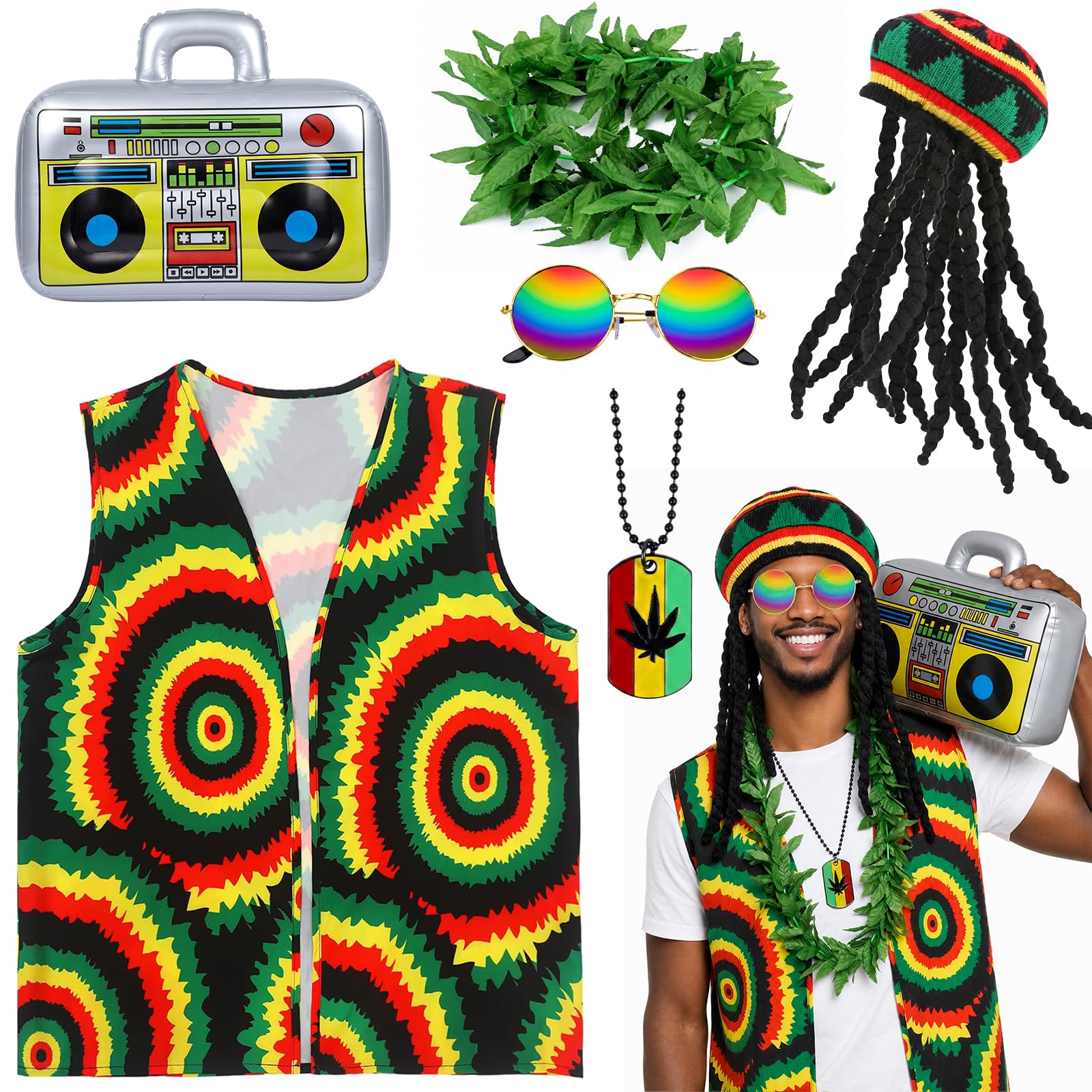 Vervora Rasta Fancy Dress Costume for Men (Style A)
