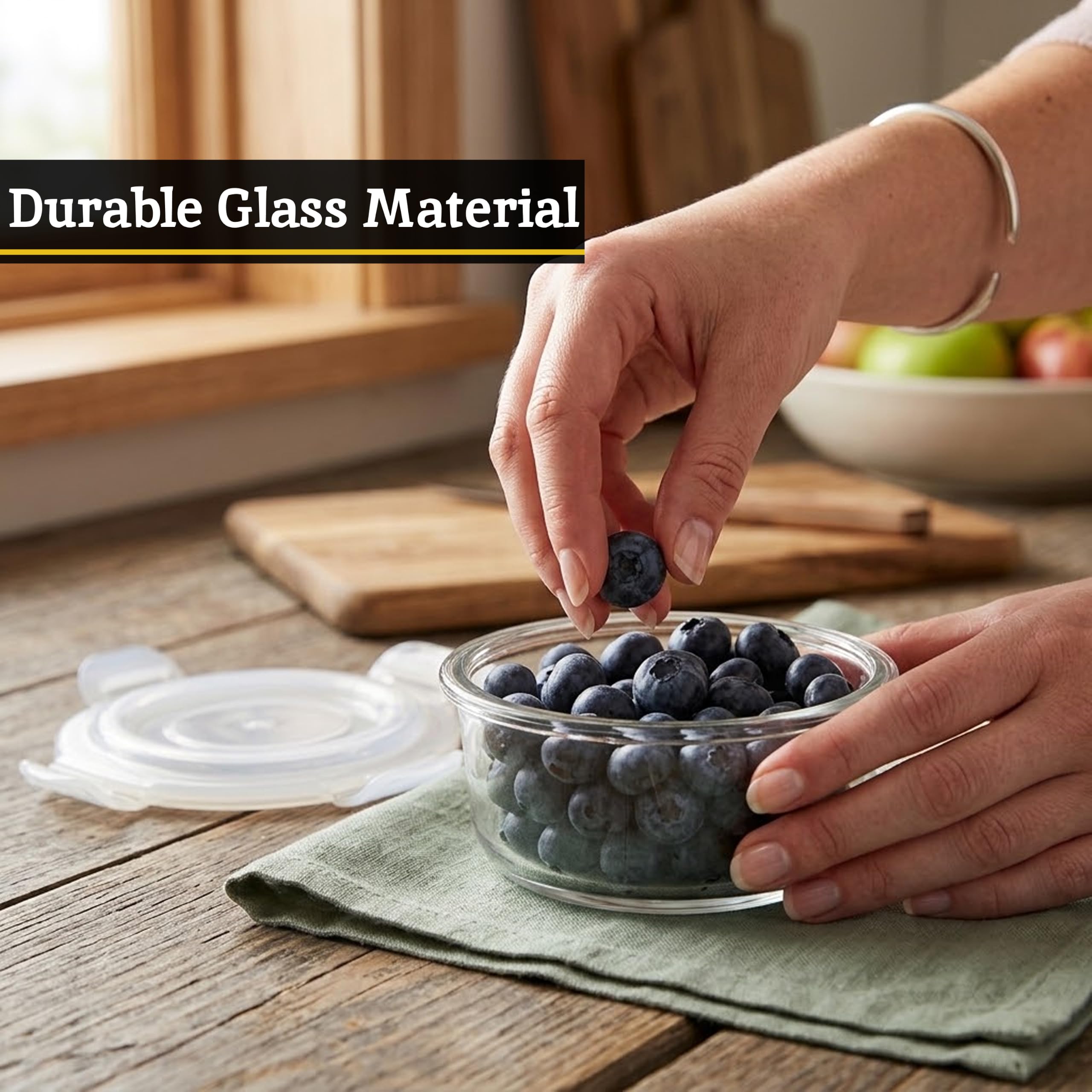 Premier Housewares - Juego de 6 recipientes de vidrio para almacenamiento de alimentos con tapas herméticas