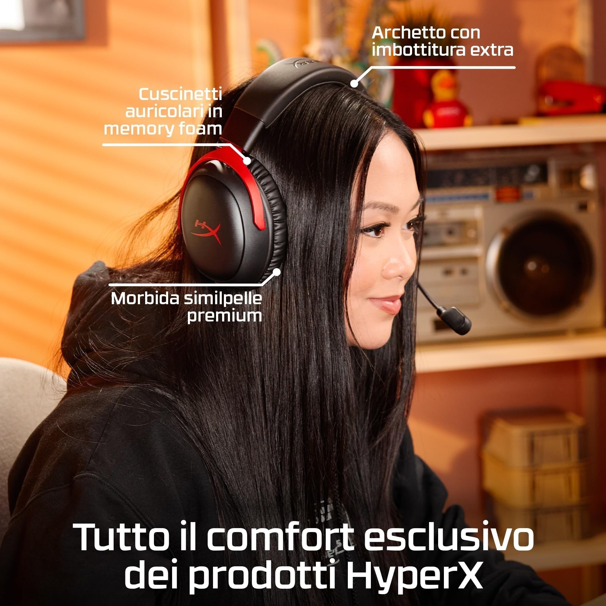 HyperX Cloud III S Wireless, Cuffie Bluetooth, Audio 3D, Microfono Noise-Cancelling, Fino a 200 ore di Autonomia, Dongle USB-C, Compatibili con PC, PS5, Nintendo Switch, Nero