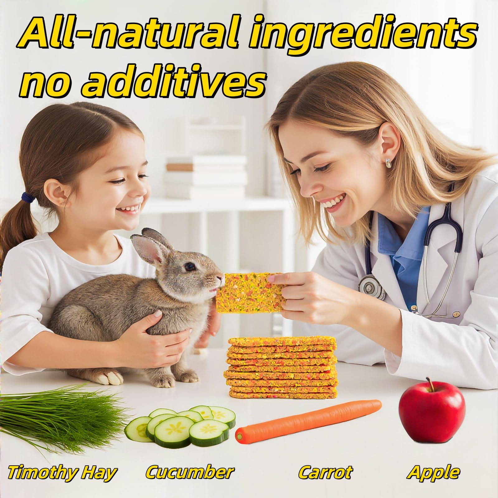 Kaninchenfutter 10 Pack Kaninchen Kauspielzeug Knuspriger Snack für saubere Zähne Hamster Timothy Heu Kräuterblumen-Chips Mahlen für Kaninchen