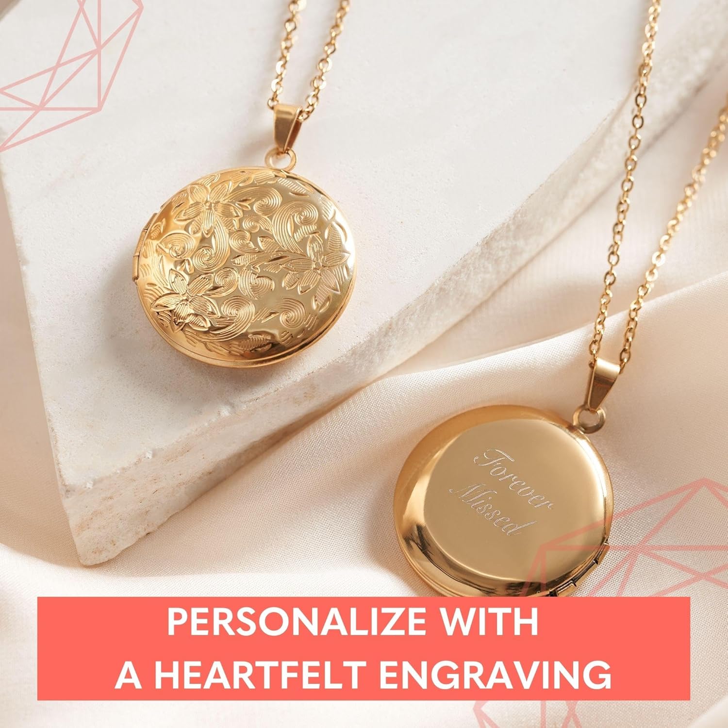 Customizable Silver Rose Gold Locket Necklace with Martinique Ubuy