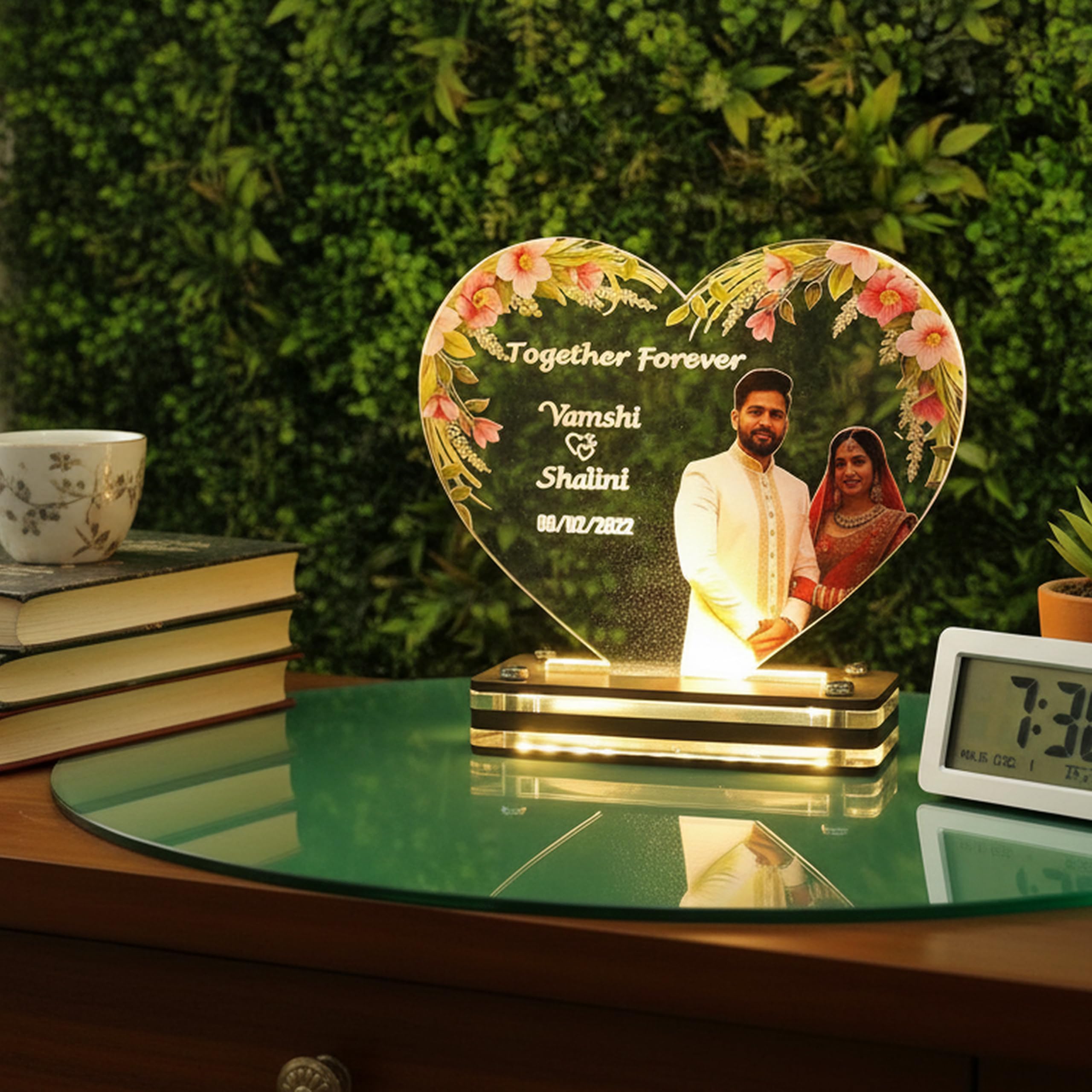 Personalized Photo Heart Night Light, Couple Photo Lamp, Custom Acrylic Frame, Bedroom Decor, Custom Led Night Light, Gift for Her Him (Model 1)-image-1
