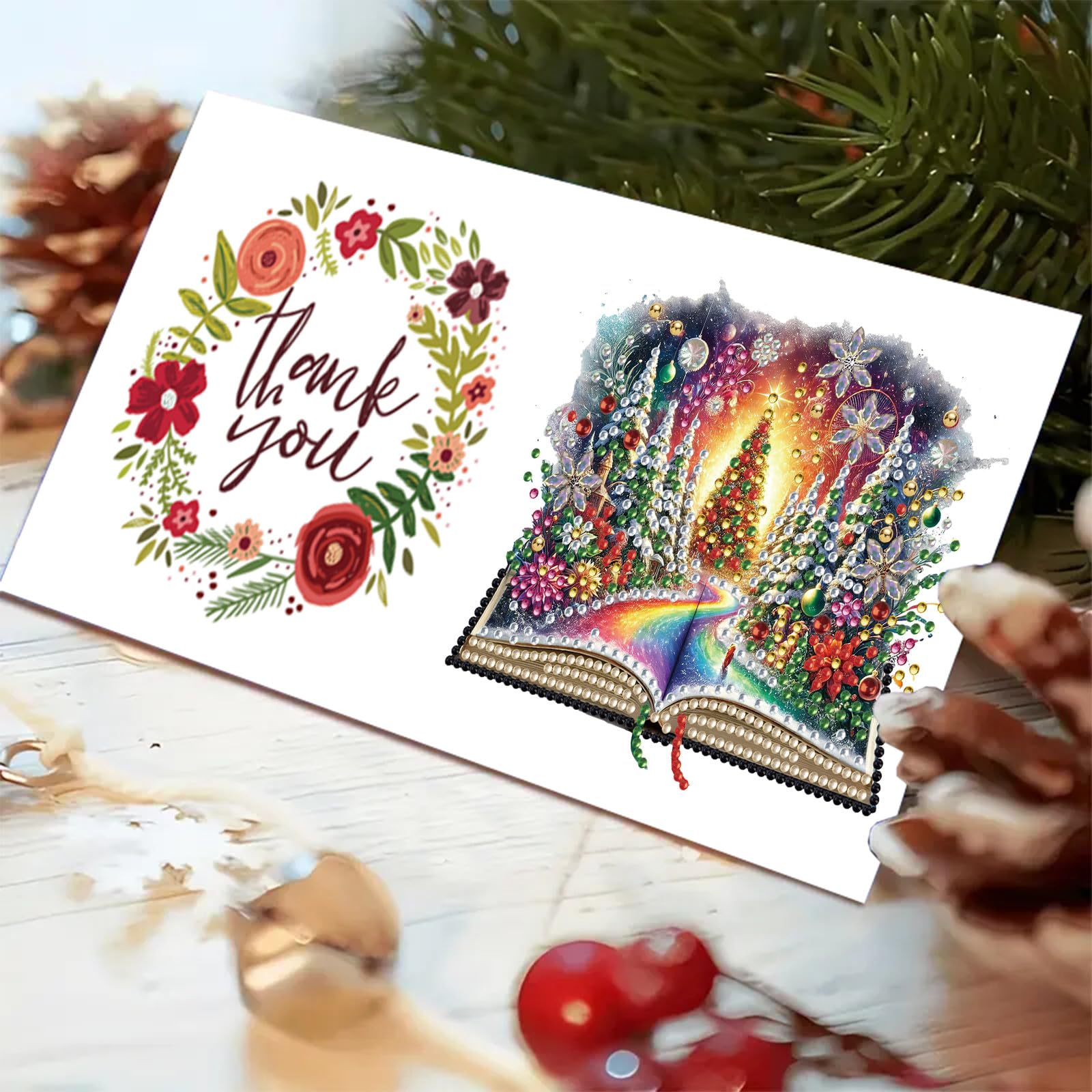 24 biglietti di auguri pieghevoli fai da te con pittura a diamante design creativo biglietti di ringraziamento benedizione regalo di auguri set per compleanno Natale artigianato regalo