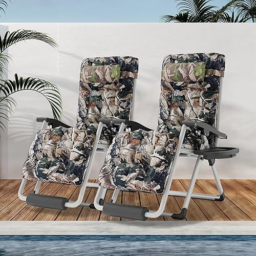 Miniatura 2 de Magshion Juego de 2 sillas de gravedad cero para interiores con cojín, silla reclinable de 25 pulgadas, sillas reclinables plegables antigravedad
