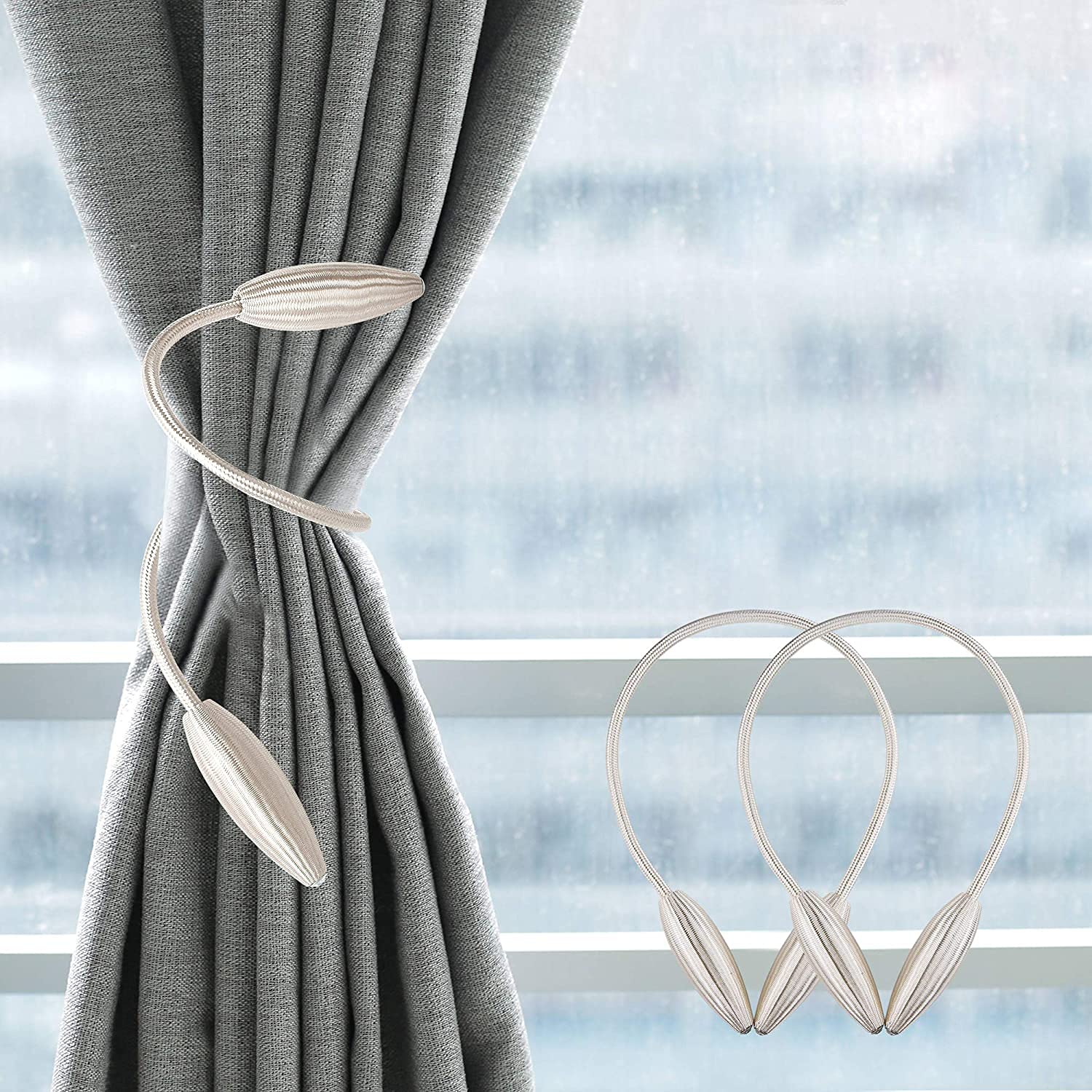 Home Cloud Curtain Holder Tieback/Alloy Curtain Tieback/Drape Tie Backs, Decorative Unique Design 2 Pcs(Light )(Foldable;Light Weight) 1