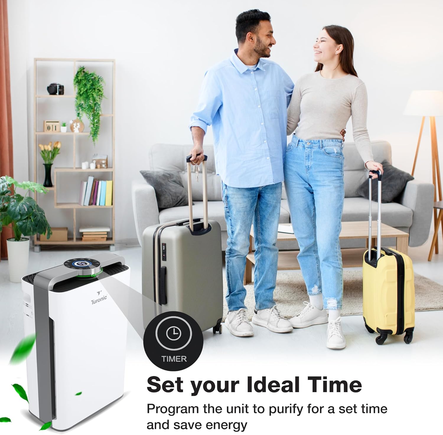 Turonic PH950 Air Purifier and Humidifier Combo for Large Rooms – HEPA, UV, Ionizer, PM2.5 Sensor, Cold Catalyst – Air Purifier for Home Pets with 8 Speeds, App Control, Remote, Filters, Humidifier - Image 7