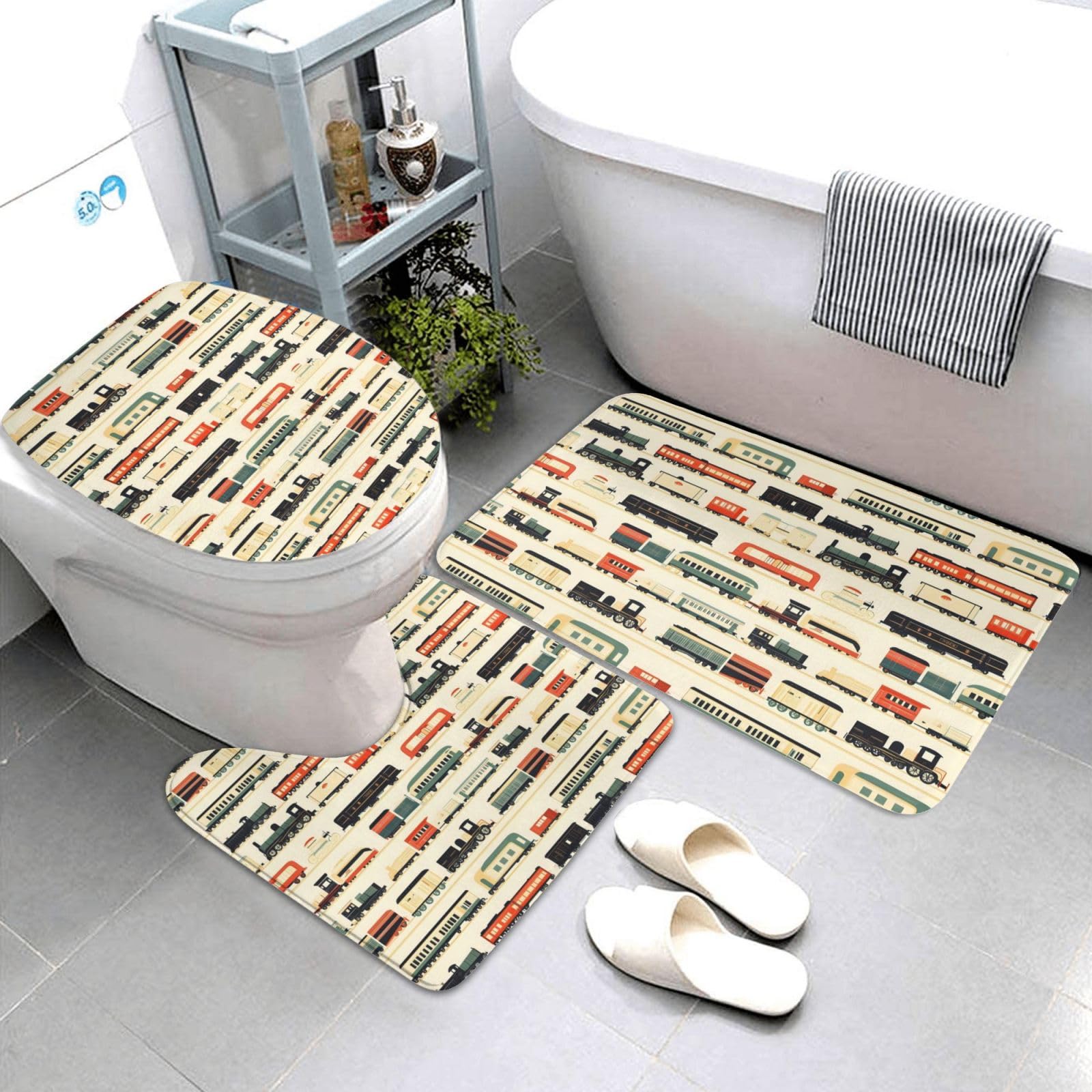 Tapis de salle de bain absorbant et antidérapant - Ensemble lavable 3 pièces