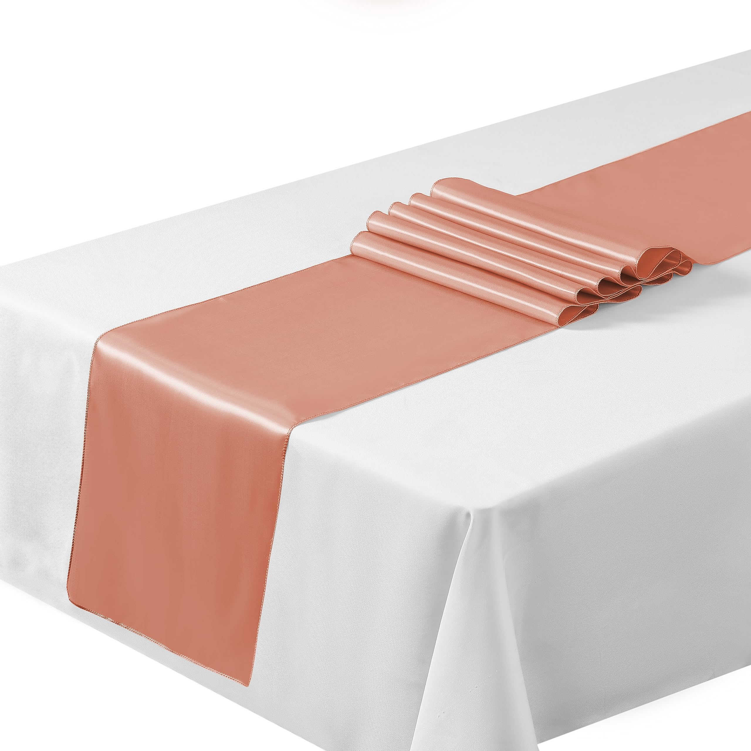 Satin Table Runners 12"x108"inch Chair Sashes Swags Wedding Party Table Decoration (10, Peach) …