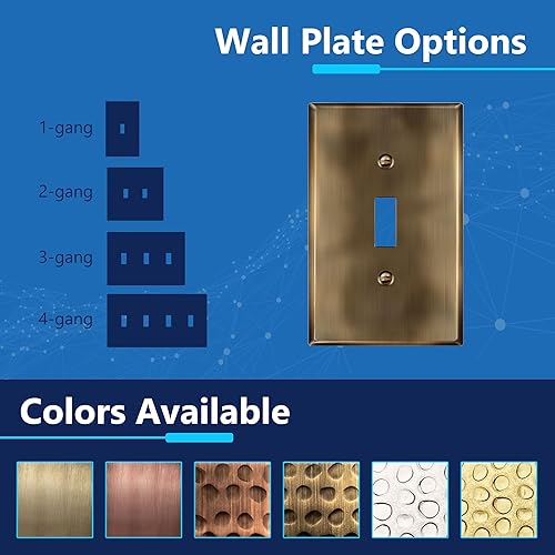 Miniatura 4 de LIDER Placa de pared de metal para interruptor de luz de palanca, cubierta de interruptor de acero inoxidable, resistente a la corrosión, tamaño