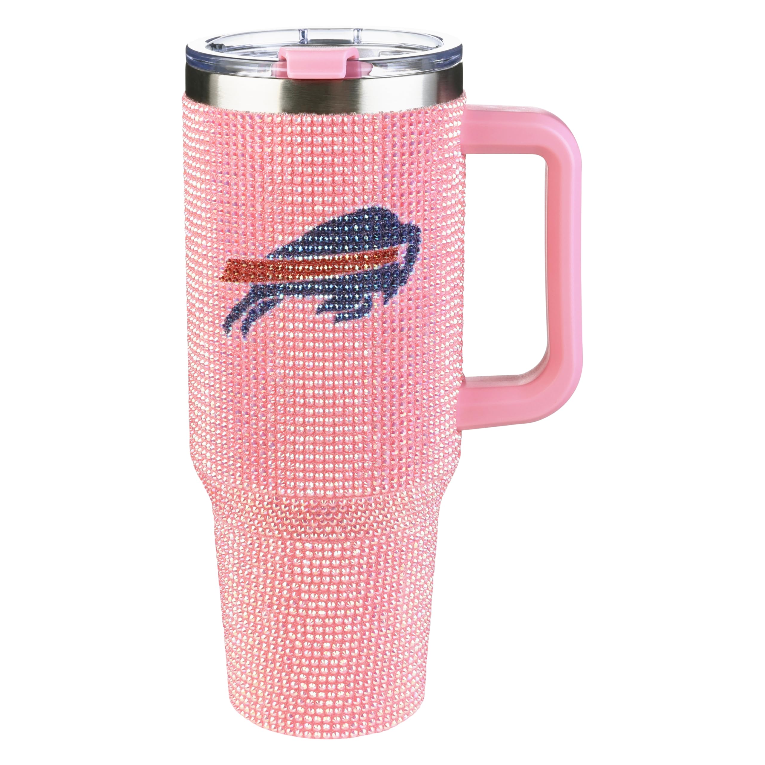 The Memory Company Officially Licensed 40oz Pink Bling Game Day Tumbler, Buffalo Bills
