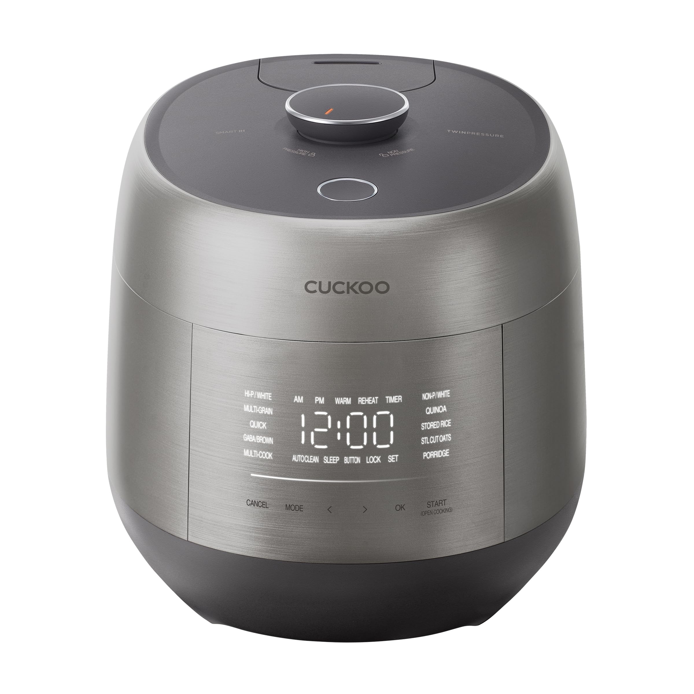CUCKOO Twin Pressure Rice Cooker 6-Cup Uncooked / 12-Cup Cooked with Induction Heating Technology, Silent Pressure System, Open Cooking Mode, Dynamic Display, Eco Inner Pot, Gray (CRP-PHTR0609FS)
