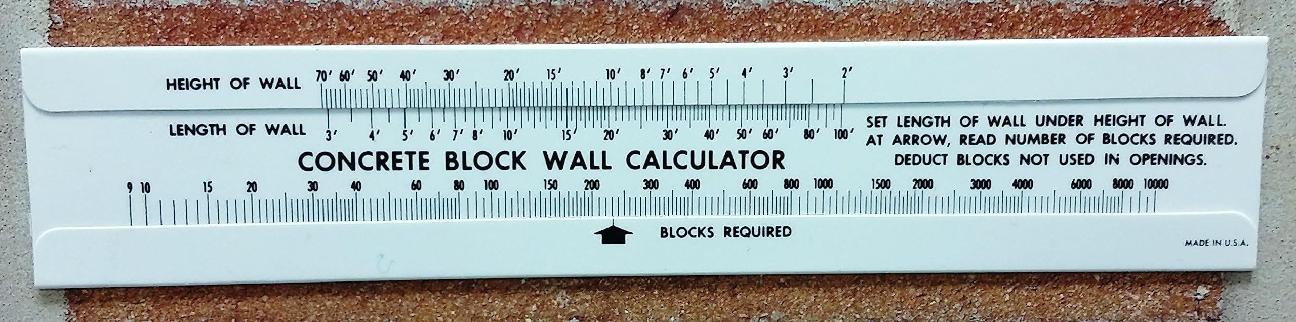 Concrete Block Sliderule Calculator Estimator
